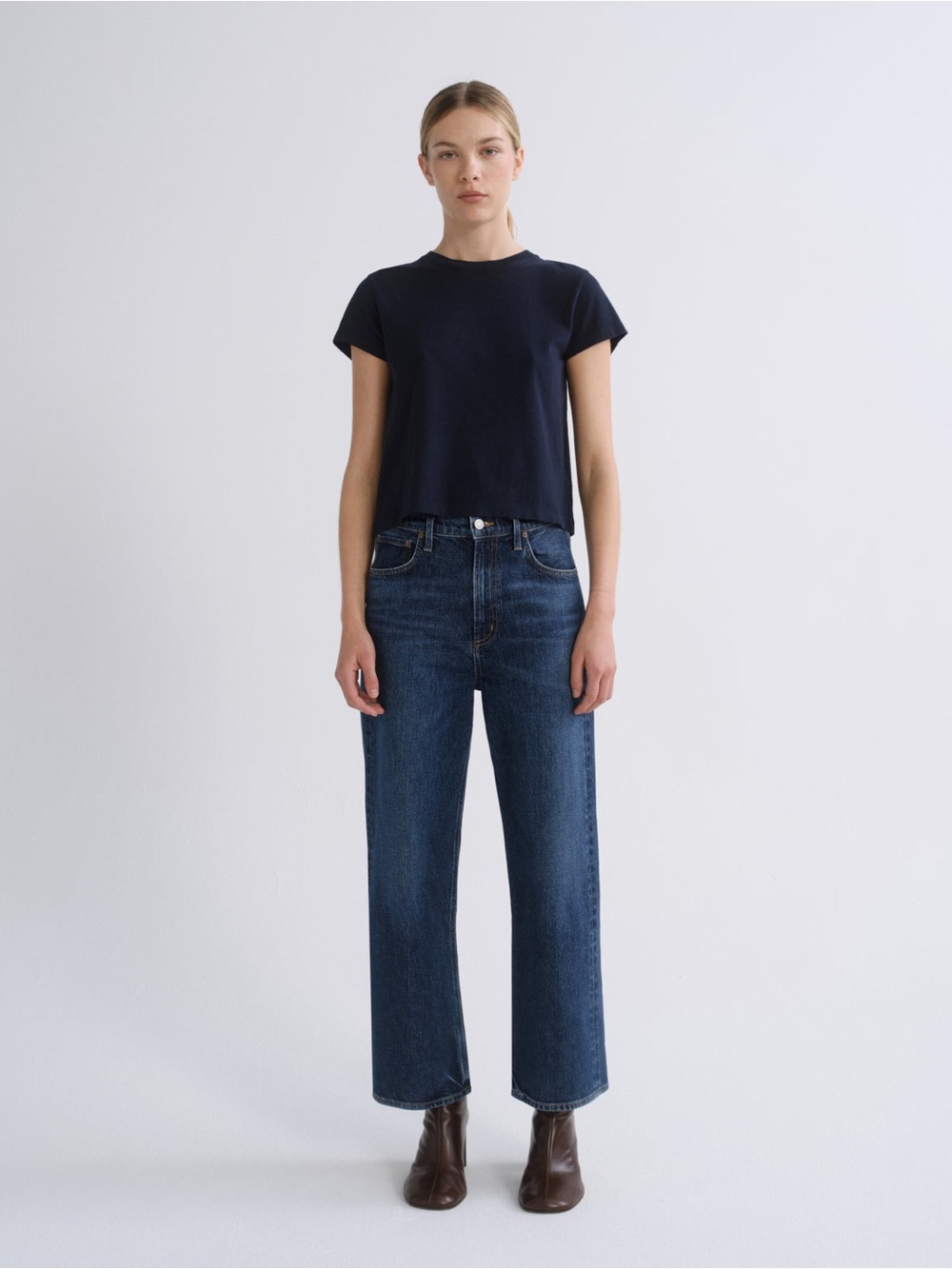 AGOLDE Ren High Rise Wide Leg Jeans Echo Dark Wash Size 26
